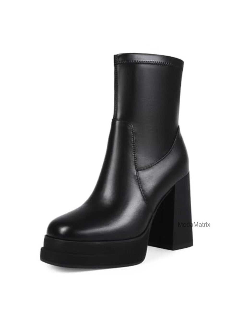 Wetviro Platform Ankle Booties Faux Leather Chunky Block Heel Square Toe